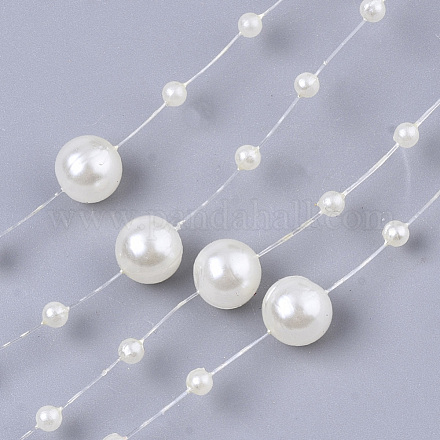 Hilo de guirnalda de cuentas de perlas de imitación de plástico abs SACR-T354-01G-1