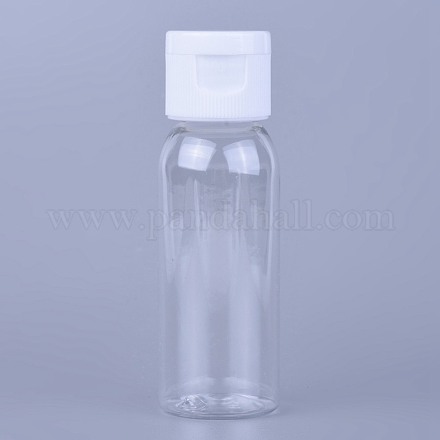 30ml透明ペットプラスチック詰め替え用フリップキャップボトル  PPプラスチックねじ蓋付き  丸い肩  透明  8.5cm  容量：30ml（1.01液量オンス） MRMJ-WH0038-01A-1