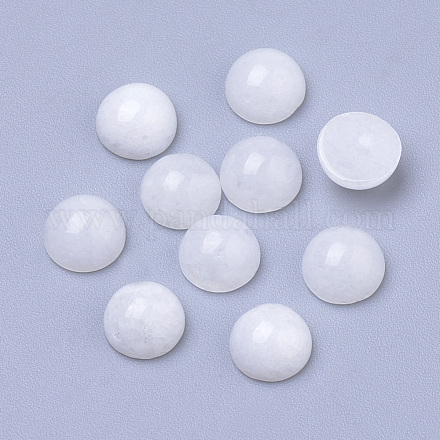 Natürliche weiße Jade Cabochons G-R416-6mm-11-1