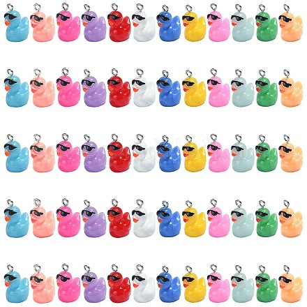 60 Stück 12 Farben undurchsichtige Harzanhänger RESI-SZ0003-28-1