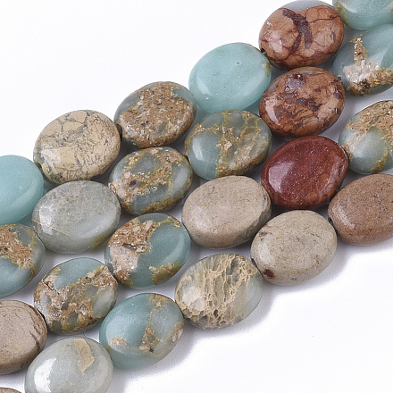 Chapelets de perles en jaspe aqua terra naturel G-S366-015A-1