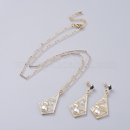 Set di gioielli con orecchini pendenti e pendenti in resina epossidica SJEW-JS01034-04-1