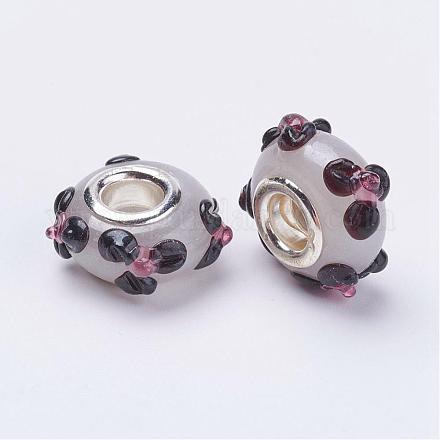 Perline europee a forma di fiore con foro grande in vetro lavorato a mano per braccialetti con ciondoli Biagi X-DA459-10-1