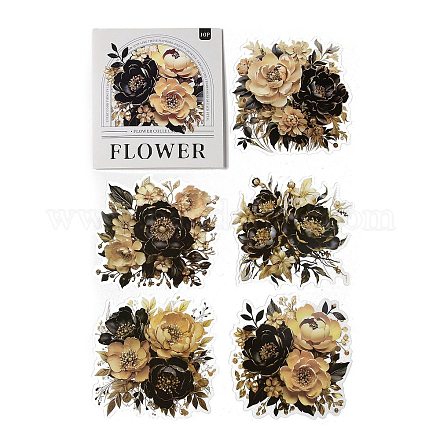 10 Stück 5 Stile Retro-Blumen-wasserdichtes Haustier-Aufkleber-Set DIY-G111-01B-1