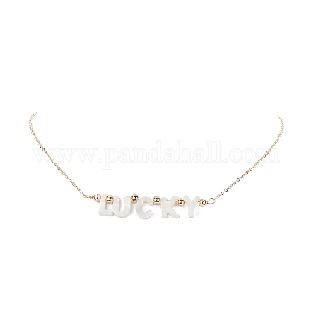 Ожерелье с подвеской из натуральной раковины и золотыми латунными цепочками на день матери NJEW-JN04151-04-1