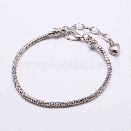Brass Snake Chain Bracelets BJEW-E298-02P-1
