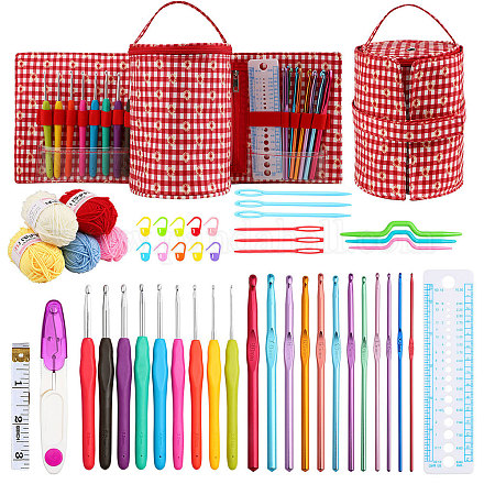 DIY Knitting Kits with Storage Bags for Beginners Include Crochet Hooks WG60902-03-1