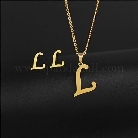 Ensemble de bijoux lettre initiale en acier inoxydable doré IT6493-8-1