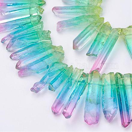 Electroplated Natural Quartz Crystal Beads Strands G-F336-05-1