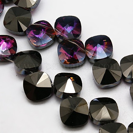 Perles de verre de cristal moitié plaqué brins EGLA-F028-D03-1