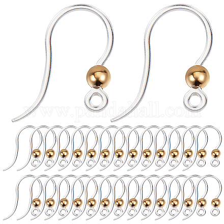 SUNNYCLUE 1 Box 80Pcs Plastic Earring Hook French Earring Hooks Ball Dot Silver Clear Safety Fish Hooks Earring Wires for Jewellery Making Women Beginners DIY Dangle Earrings Crafts Supplies STAS-SC0004-43G-1