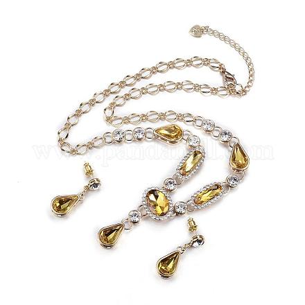 Brass Austrian Crystal Jewelry Sets SJEW-G034-F01-1