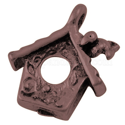 合金チャーム  ハウス  赤銅鉱  鉛フリー及びカドミウムフリー  15.5x13x3.5mm  穴：1mm X-EA11922Y-R-1
