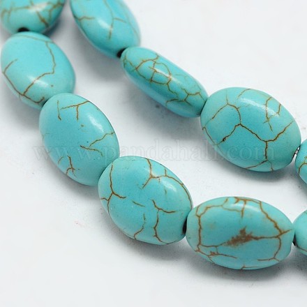 Chapelets de perles ovale en turquoise synthétique teintée X-G-P083-89G-1