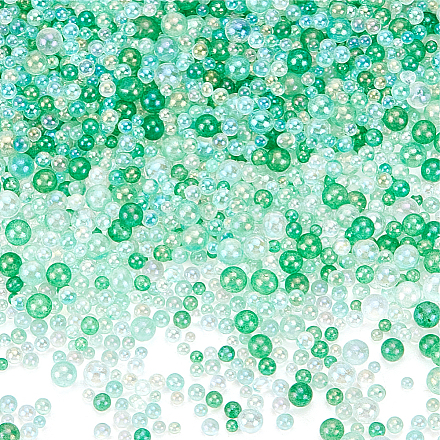 OLYCRAFT 200g Green Glass Bubble Beads 2~3mm Nail Art Glass Beads No Hole Bubble Beads Green Water Droplets Bubble Beads Tiny Round Glass Beads for DIY Crafts Nail Arts Decoration GLAA-OC0001-32A-1
