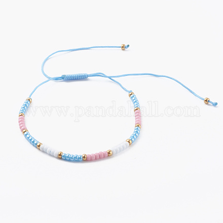 Bracciali di perline intrecciati con fili di nylon regolabili BJEW-JB06160-04-1