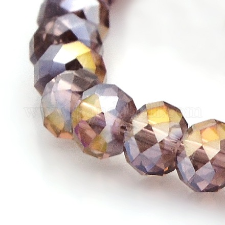 Half Rainbow Plated Faceted Rondelle Electroplate Glass Beads Strands GLAA-A024D-HR06-1