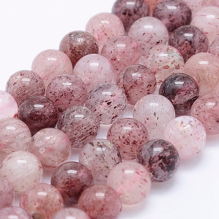 Chapelets de perles aux fraises en quartz naturel G-J373-16-8mm-1