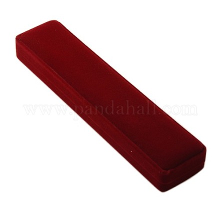 ベルベットのネックレスボックス  アクセサリー箱  プラスチック付き  長方形  暗赤色  247x55x26mm CBOX-G008-4B-1