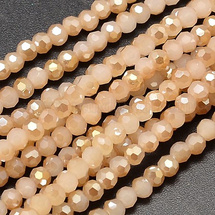 Faceted(32 Facets) Round Half Rainbow Plated Imitation Jade Electroplate Glass Beads Strands EGLA-J130-HR01-1