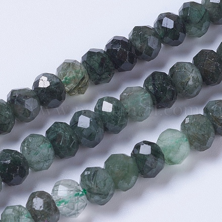 Chapelets de perles en quartz rutile vert naturel G-F568-216-1