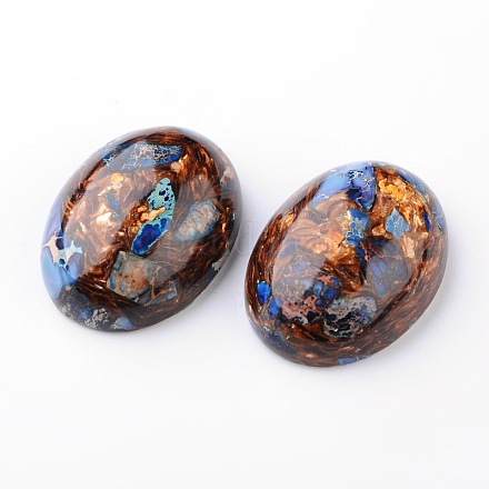 Assembled Synthetic Bronzite and Imperial Jasper Cabochons G-F224-01-1