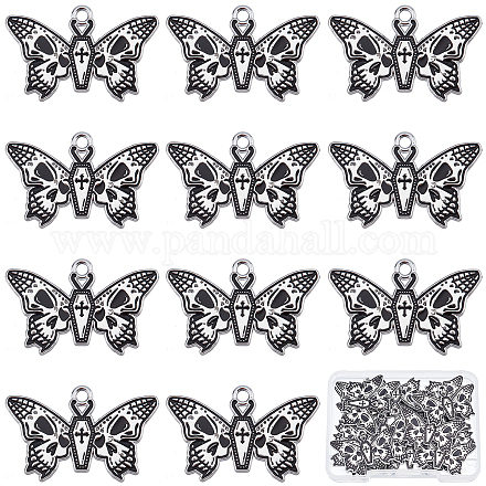 SUNNYCLUE 1 Box 20Pcs Butterflies Charms Enamel Butterfly Skull Charm Gothic Coffin Halloween Black Insect Gothic Charms for Jewelry Making Charm Necklace Bracelet Earrings Supplies Adult Starter DIY ENAM-SC0002-79-1