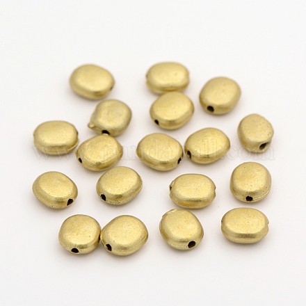 楕円形のマットスタイルのプラスチックビーズ  ゴールド  8x7x4mm  穴：1.5mm  約5000個/500g KY-E003-11A-1