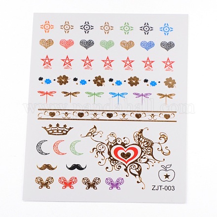 Mixed Shapes Removable Fake Hand Art Temporary Tattoos Paper Stickers AJEW-L044-04-1