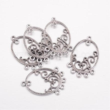 Lead Free and Cadmium Free Antique Silver Tibetan Style Oval Links X-TIBEP-EA133Y-LF-1