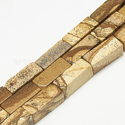 Natural Picture Jasper Beads Strands G-S300-53-8x20mm-1