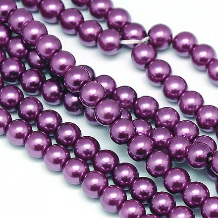 Fili di perle rotonde di perle di vetro tinto ecologico X-HY-A002-8mm-RB029-1