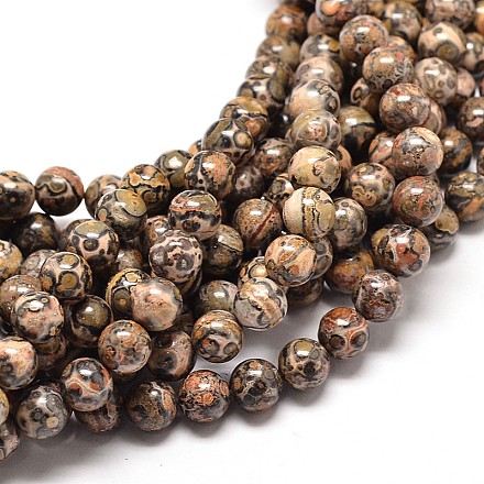 Brins de perles rondes en jaspe en peau de léopard naturel G-P072-45-10mm-1