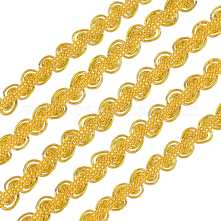 FINGERINSPIRE 25 Yard Metallic Scroll Braid Trim Embellishment OCOR-WH0068-04B-1
