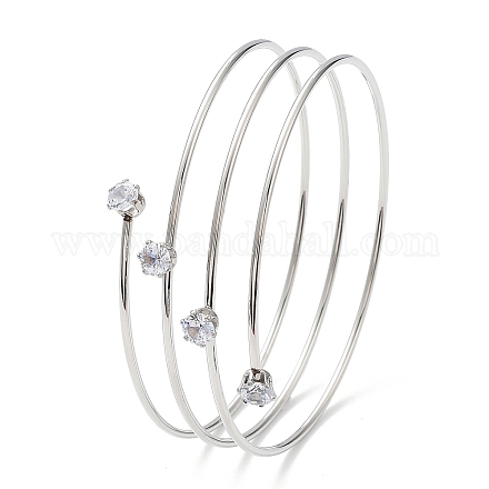 304 braccialetto avvolgente in filo metallico a triplo anello in acciaio inossidabile BJEW-K227-02P-1
