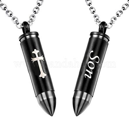 Ожерелье в форме пули с крестом и словом BOTT-PW0001-020EB-J-1