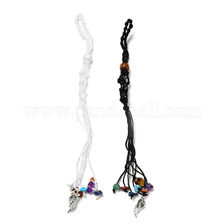 12 pièces cordon en nylon tressé aile macramé pochette pendentif décorations AJEW-SW00009-04-1