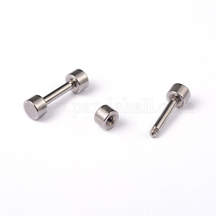 Boucles d'oreilles cartilage barbell plat rond 304 acier inoxydable EJEW-L164-03P-1