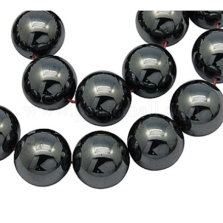 Chapelets de perles en hématite synthétique sans magnétiques G-H1624-14mm-1-1