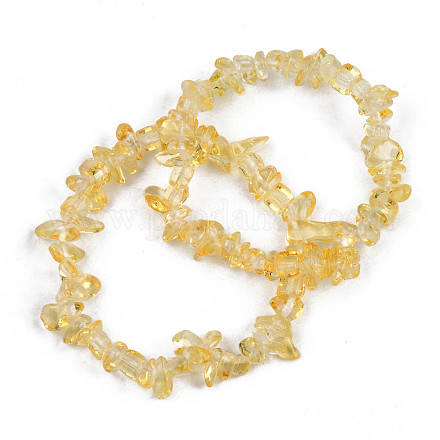 Unisex Chip Natural Quartz Crystal(Dyed & Heated) Beaded Stretch Bracelets BJEW-S143-49-1