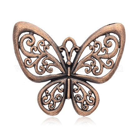 Nickel Free Tibetan Style Alloy Butterfly Pendants TIBE-M001-153R-NF-1
