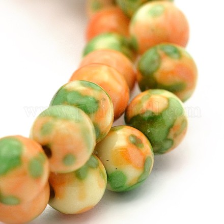 Chapelets de perle ronde en jade d'un océan blanc synthétique G-M165-10mm-12-1