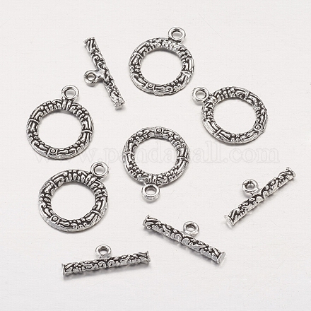 Tibetan Style Alloy Ring Toggle Clasps PALLOY-P107-16AS-1