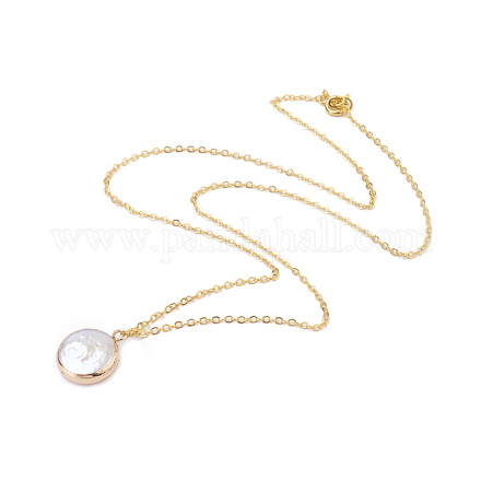 Plated Natural Baroque Pearl Keshi Pearl Beads Necklaces NJEW-JN02218-1