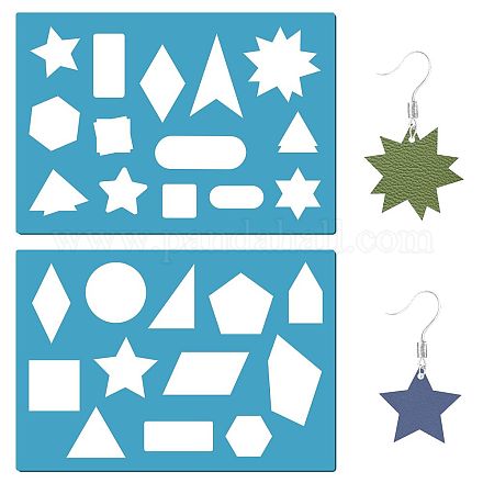 GORGECRAFT 2 Styles Jewelry Shape Template Reusable Earrings Making Plastic Star Square Cutouts Cutting Stencil Lapidary Templates for Cabochons Bracelets Earrings Making Jewelry DIY Crafts 5x3.5 inch DIY-WH0359-003-1
