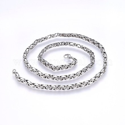 201 Stainless Steel Byzantine Chain Necklaces NJEW-F222-06P-A-1