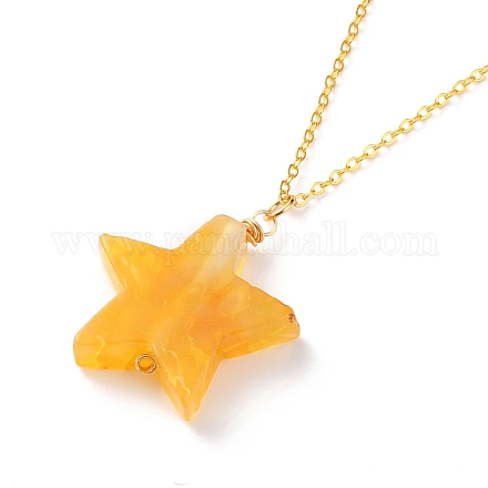 Natural Agate Star Pendant Necklaces NJEW-JN03238-03-1