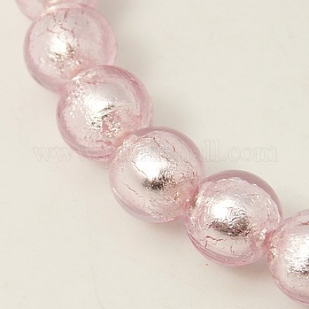 Chapelets de perles de feuille d'argent en verre FOIL-G019-10mm-01-1