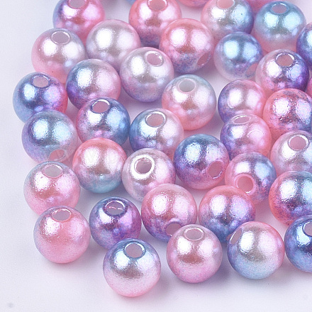 Perles en plastique imitation perles arc-en-abs OACR-Q174-5mm-13-1