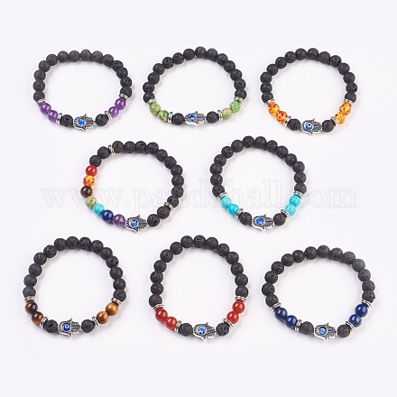 Gemstone & Resin Beads Stretch Bracelets BJEW-JB03757-1